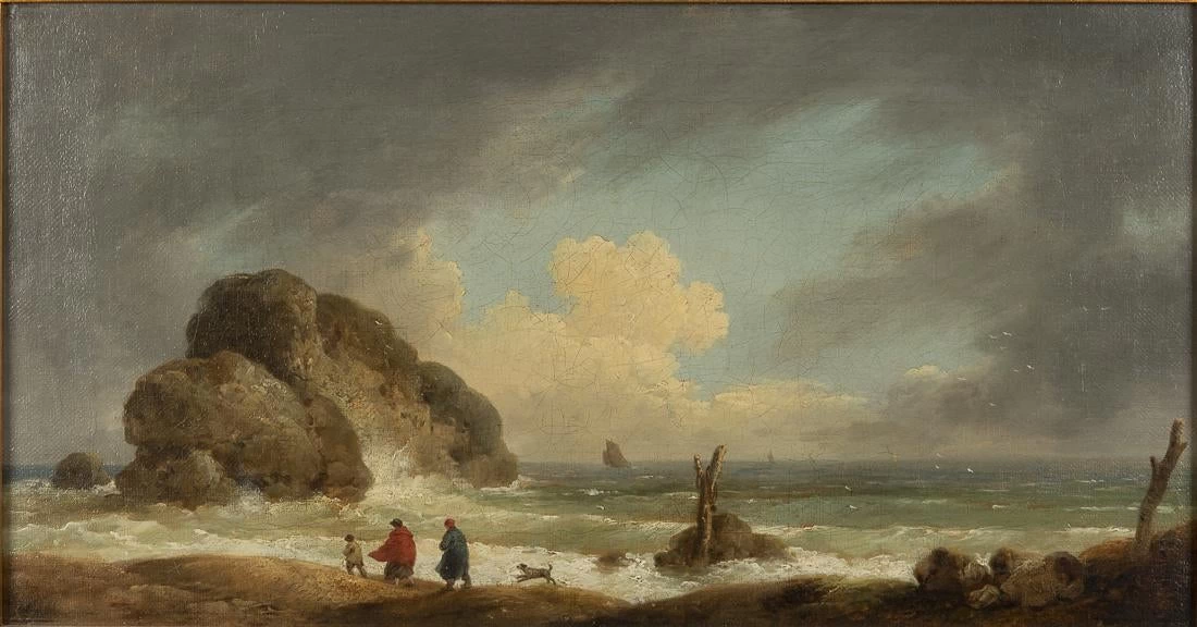 Scena costiera con figura